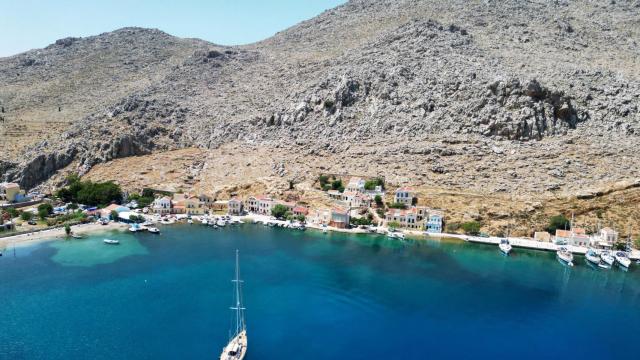 La isla griega de Symi. Imagen de archivo.