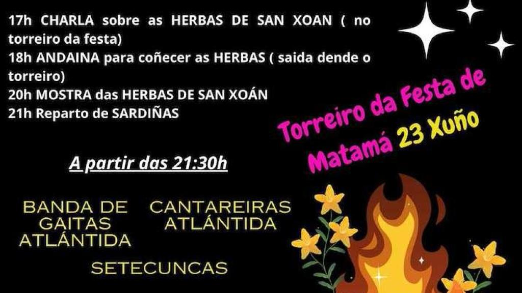 Cartel de San Xoán en Matamá.