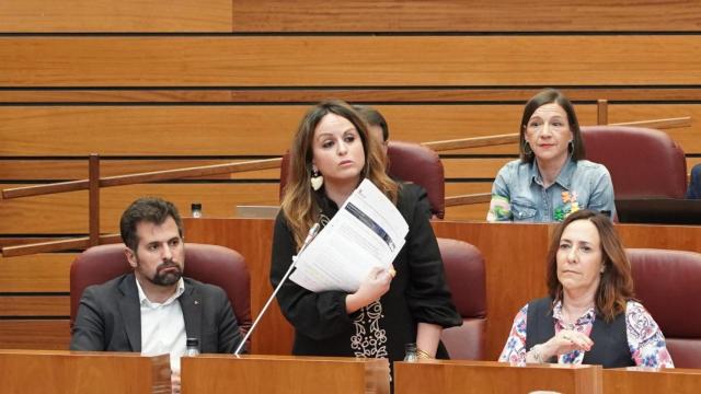 La procuradora socialista Patricia Gómez, durante el Pleno de las Cortes de Castilla y León