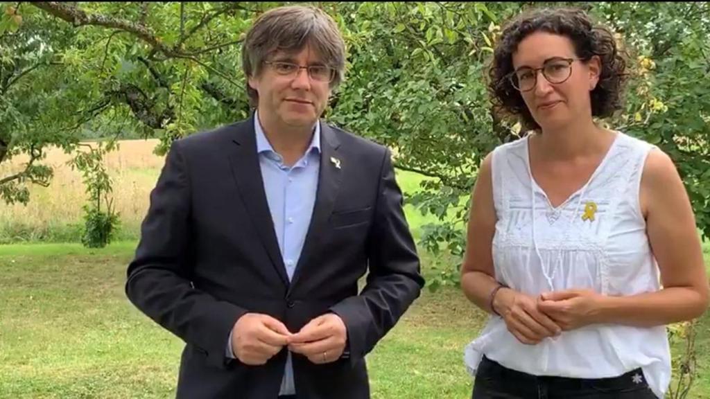 Carles Puigdemont y Marta Rovira, reunidos para llamar a la participación en la Diada previa a la sentencia del 'procés'.
