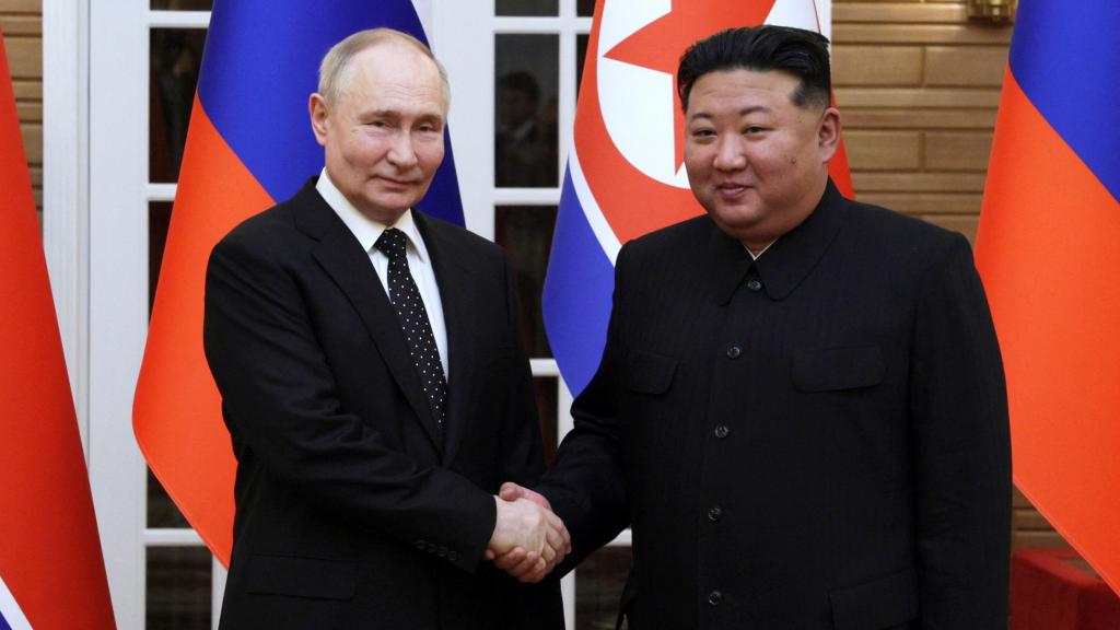 El presidente ruso, Vladimir Putin, y el líder norcoreano, Kim Jong Un, este miércoles.