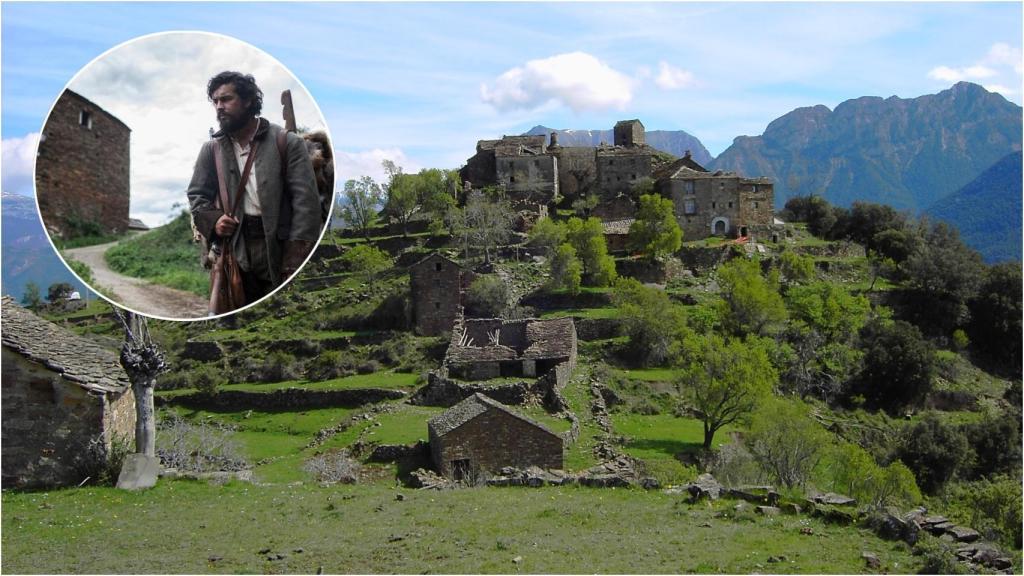 Montaje del pueblo y una de las películas que se han grabado allí.