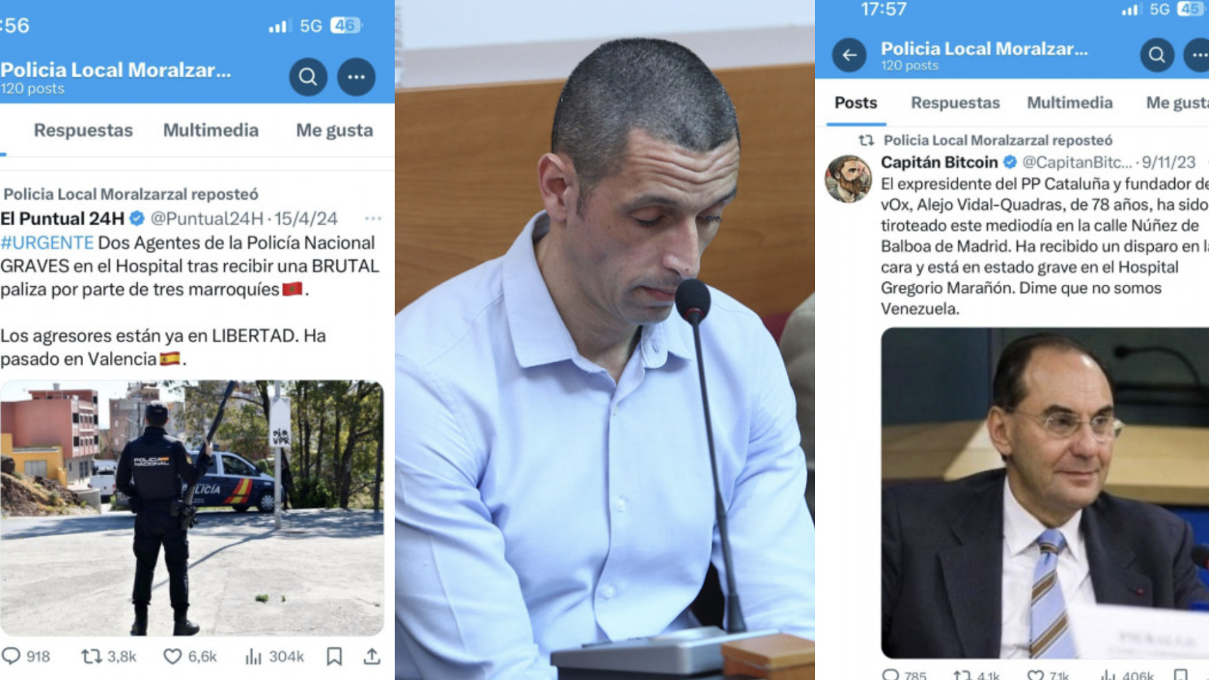 Borja Guillén y los mensajes en la cuenta 'Policía Municipal Moralzarzal'.