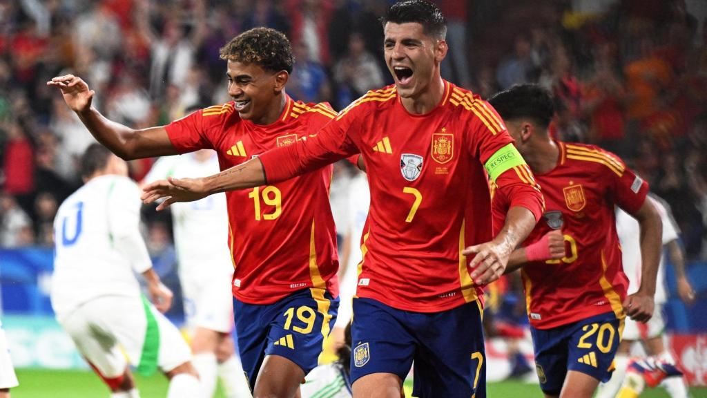 Morata celebra el gol de España contra Italia.