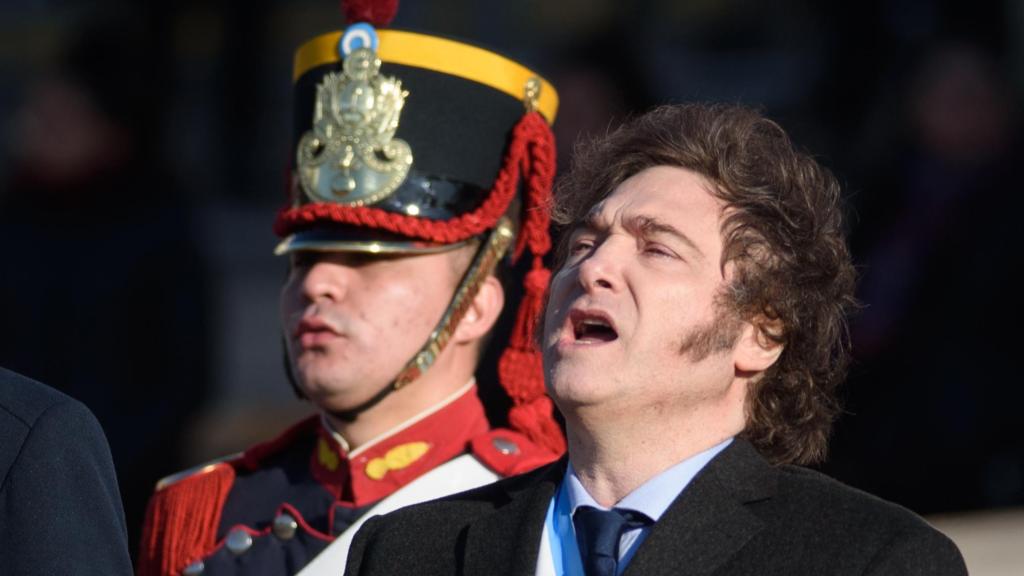 Javier Milei, presidente de la República Argentina, celebra el Día de la Bandera en Rosario, este jueves.