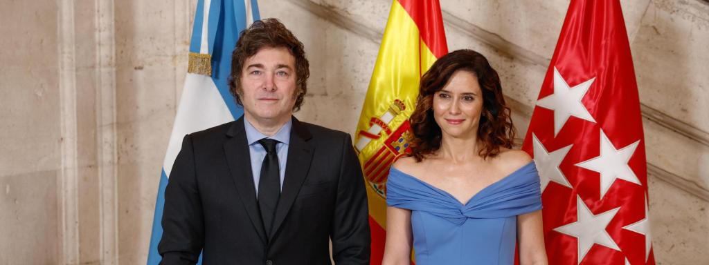 Javier Milei e Isabel Díaz Ayuso en la sede de la Comunidad de Madrid