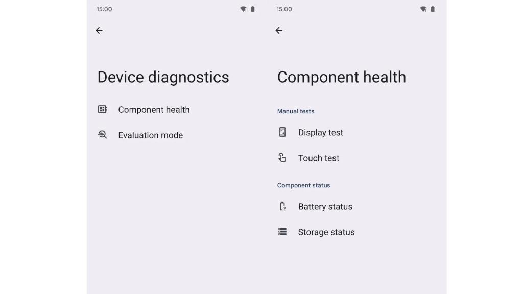 Nueva sección de diagnóstico de dispositivo en Android 15