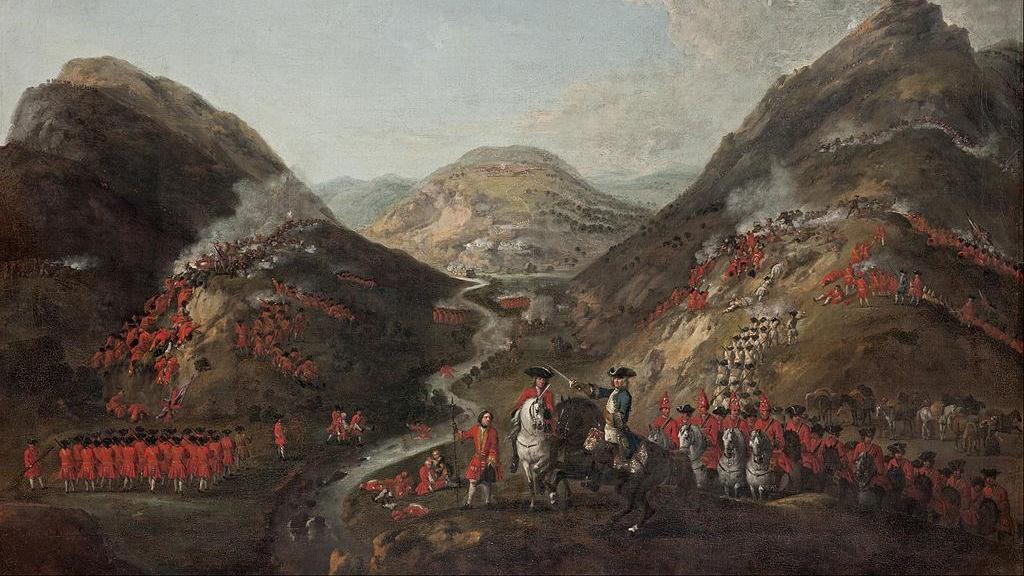 Cuadro de la batalla de Glenshiel pintado por Peter Tillemans.