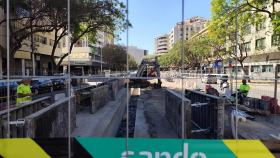 Trabajos del Metro de Málaga en la calle Hilera.