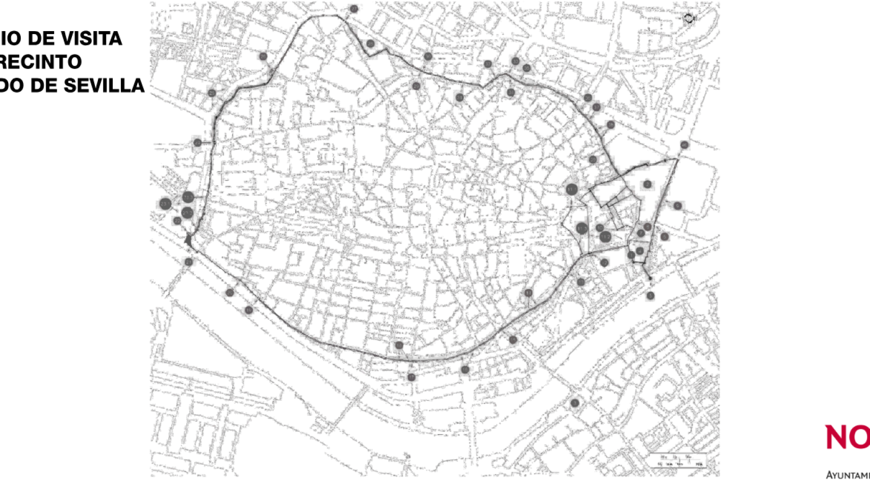 Itinerario de las visitas a las murallas y puertas de Sevilla.