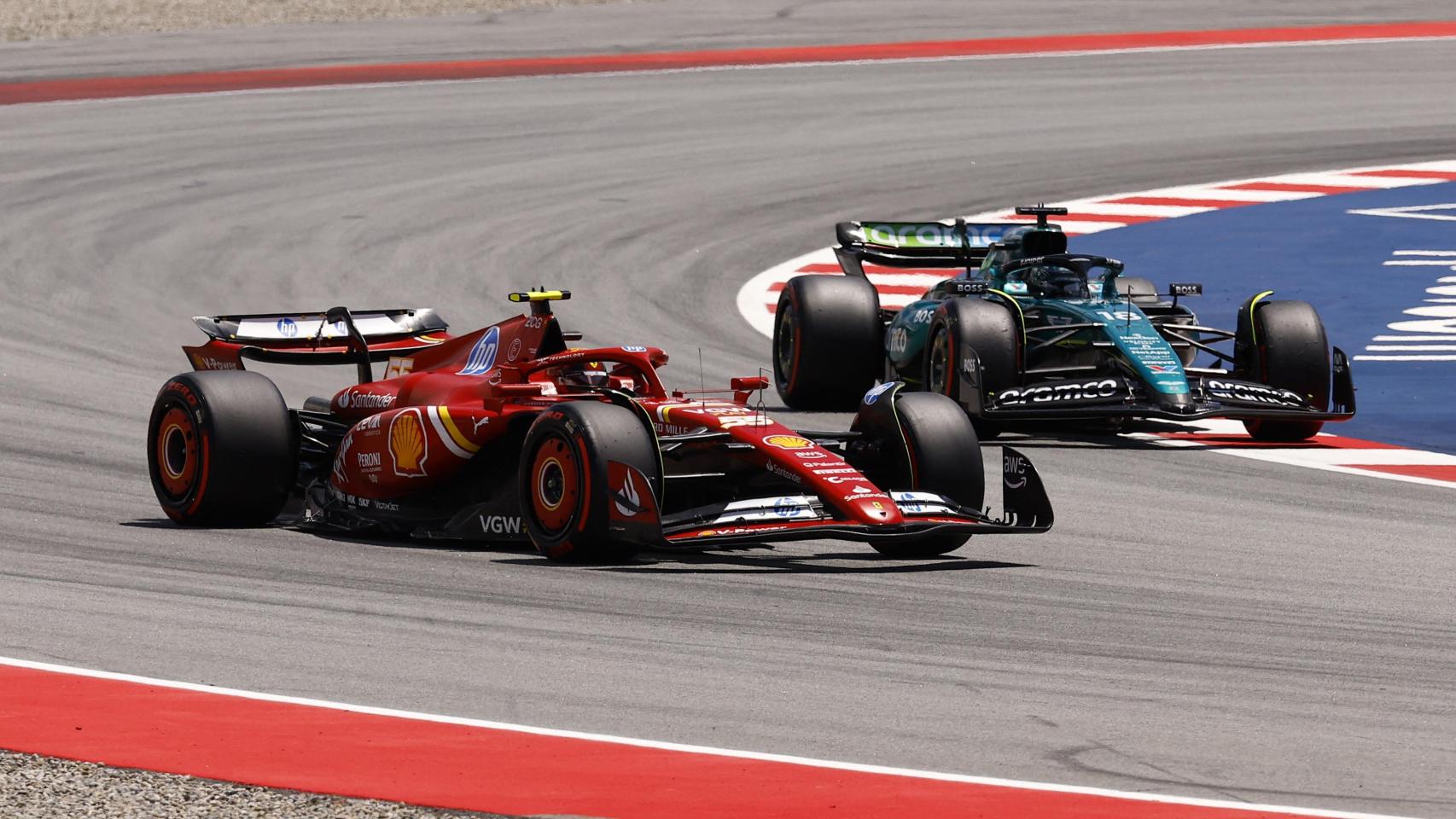 Carlos Sainz y Lance Stroll, durante el GP de España 2024