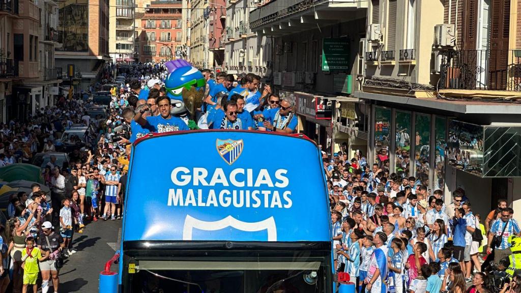 La gran fiesta del ascenso del Málaga, en directo