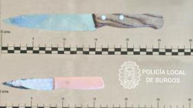 Imagen de los cuchillos requisados por la Policía Local de Burgos