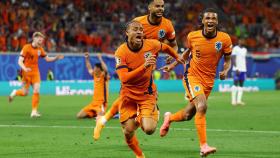 Los jugadores de Países Bajos celebran durante la Eurocopa