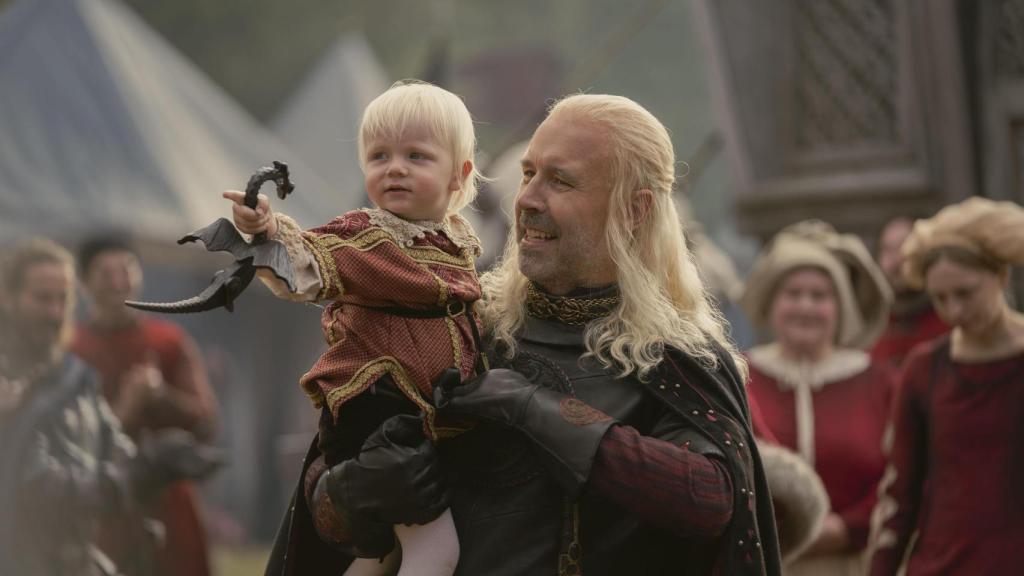 Viserys with Aegon, his firstborn son