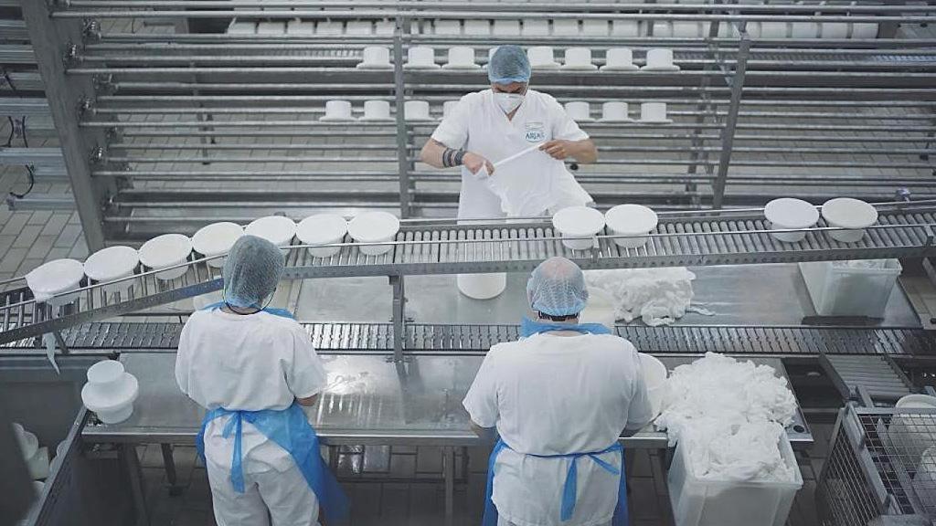 Trabajadores elaborando el queso en Boffard. Fotografía cedida a EL ESPAÑOL de Castilla y León
