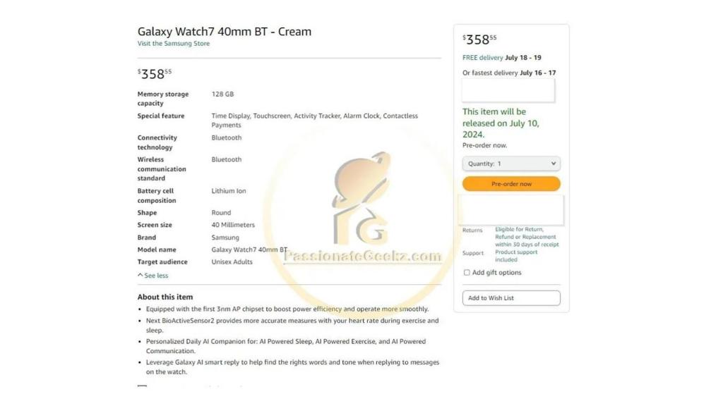 Galaxy Watch 7 en Amazon