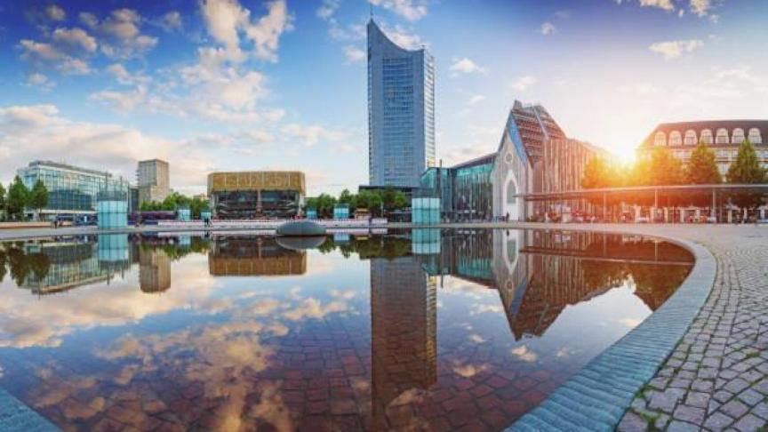 Vista de una las plazas de Leipzig.