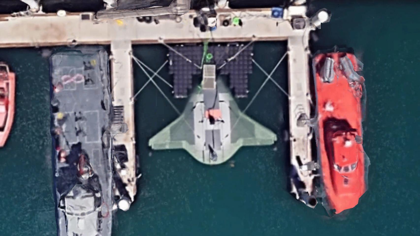 El dron Mantarraya en el puerto de Hueneme.