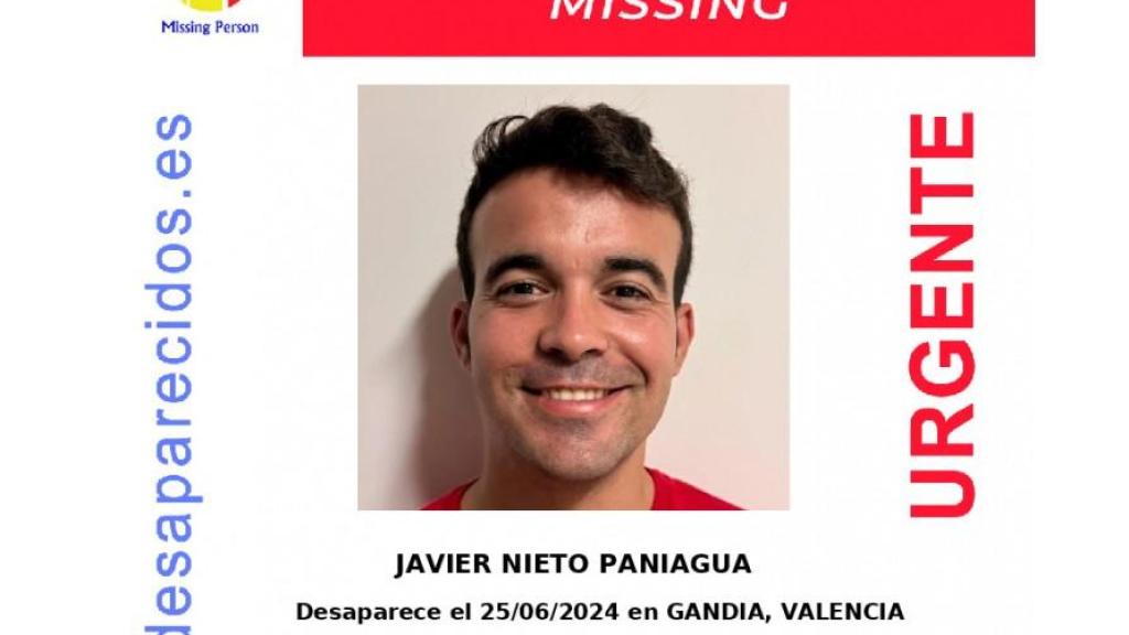 Javier en la alerta de SOS Desaparecidos.