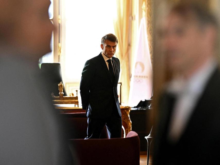 El presidente francés, Emmanuel Macron, a la espera de una reunión en el Quai d'Orsay de París.