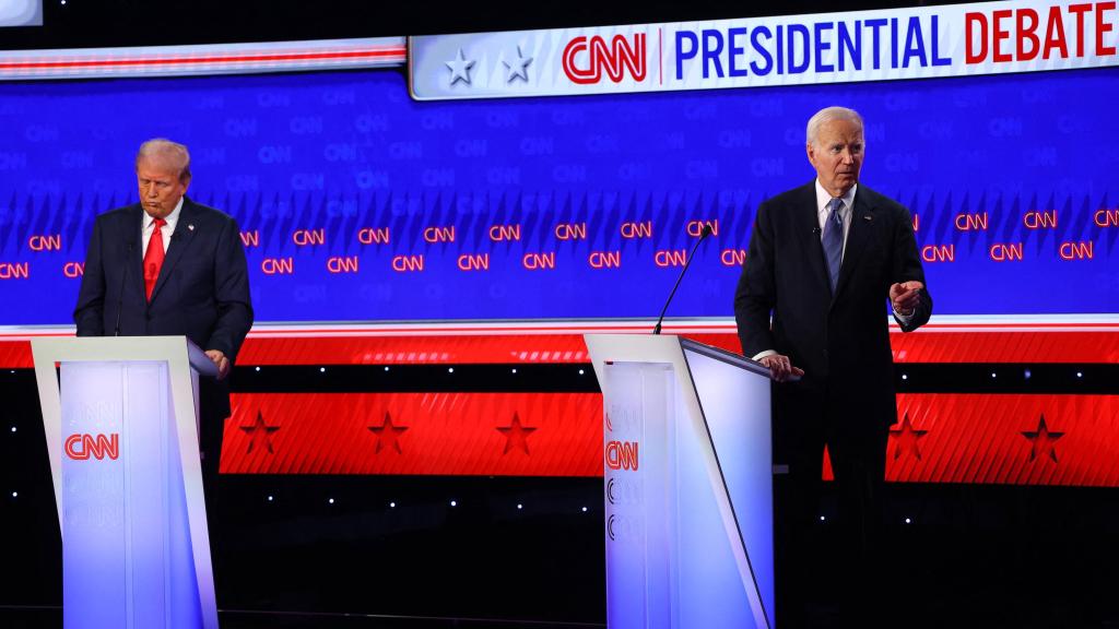 Un momento del debate entre Donald Trump y Joe Biden.