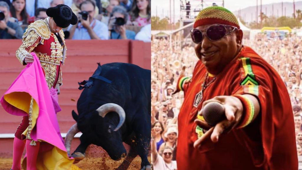 Imágenes de Pablo Aguado en una corrida de toros y de King África en un concierto
