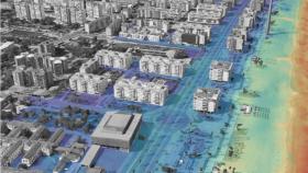 Simulación de cómo podría afectar un tsunami a la ciudad de Málaga.