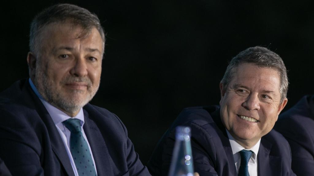 Darío Dolz y Emiliano García-Page, este jueves en la asamblea general de CEOE-Cepyme de Cuenca.