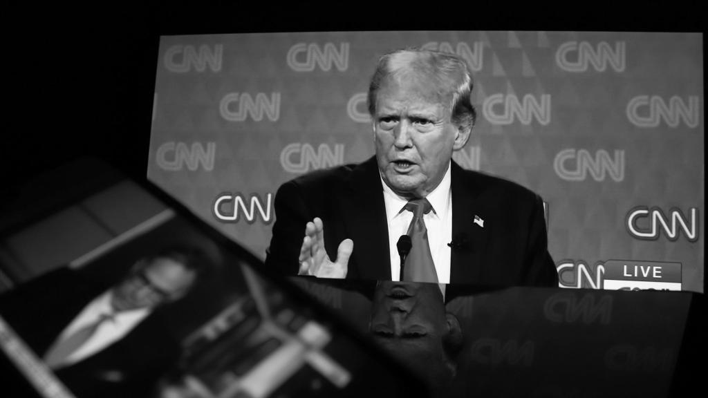 Una imagen de Donald Trump durante el debate.