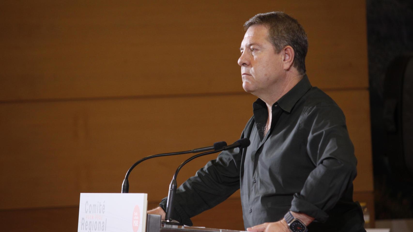 Emiliano García-Page en el Comité Regional del PSOE. Foto: PSOE CLM.