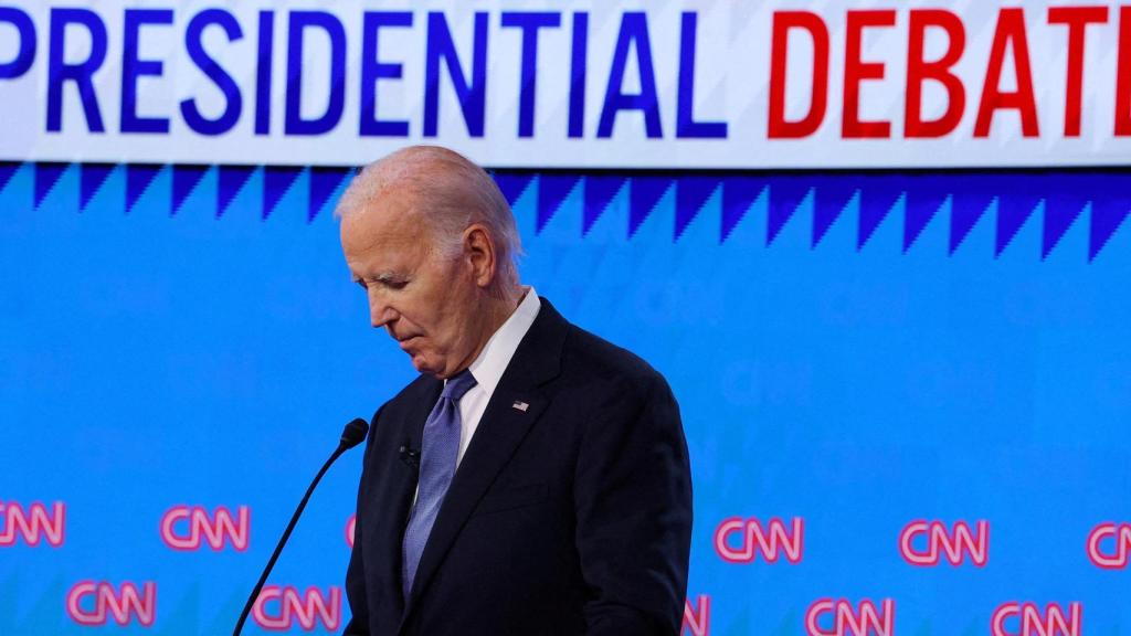 El presidente de EEUU y candidato a la reelección, Joe Biden, durante el debate con Trump de este jueves.