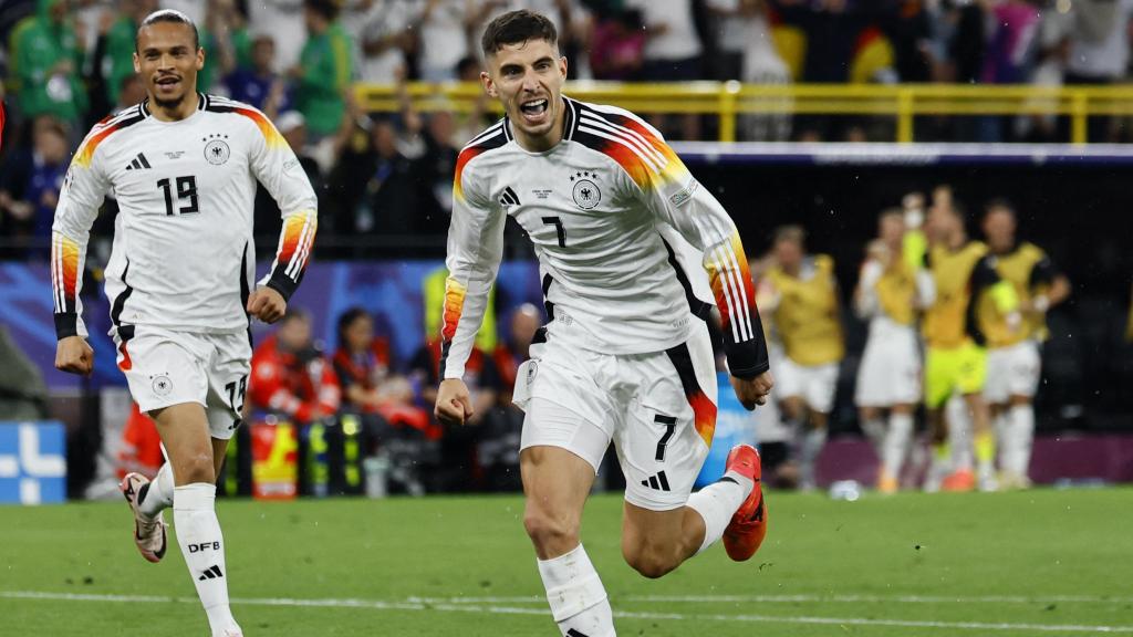 Havertz celebra su gol anotado ante Dinamarca.