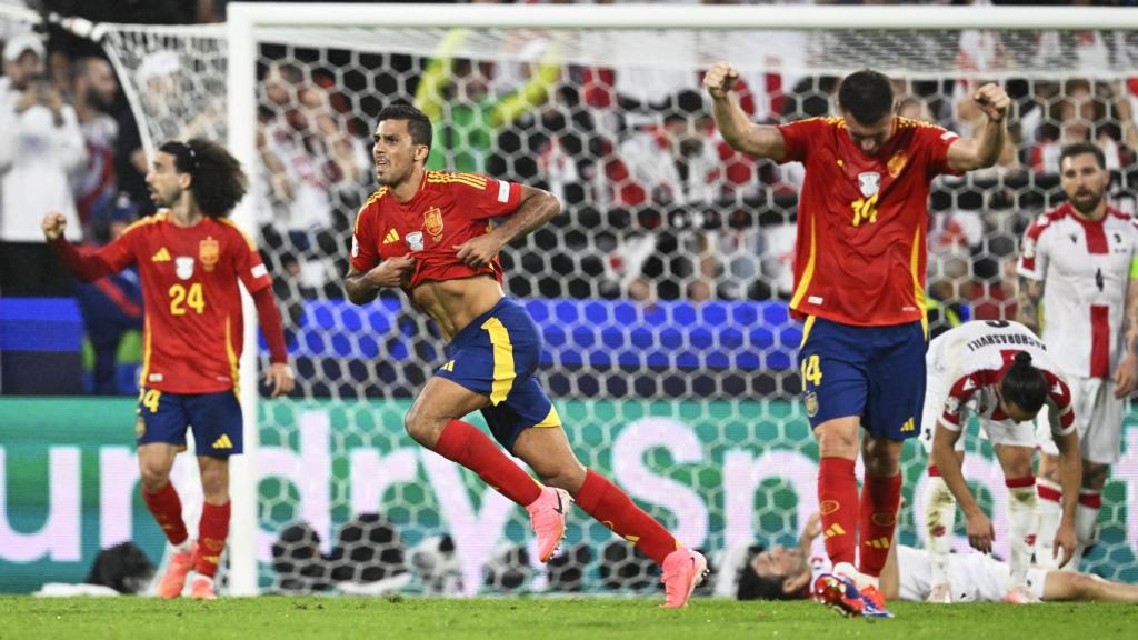 Rodri celebra su gol anotado ante Georgia.