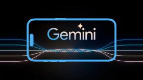 Fotomontaje con el logo de Gemini y un iPhone 14 Pro.