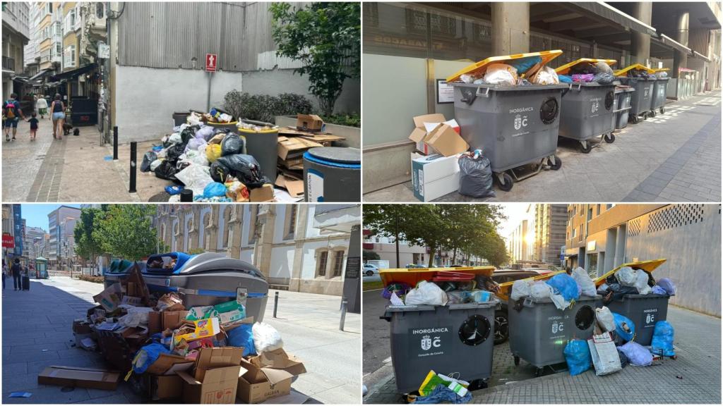 La basura se acumula en las calles de A Coruña.
