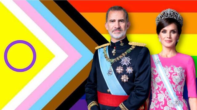 Felipe VI y Letizia en un fotomontaje de El Español con la bandera LGTBIQ+.