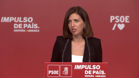 Esther Peña, portavoz del PSOE, durante la rueda de prensa