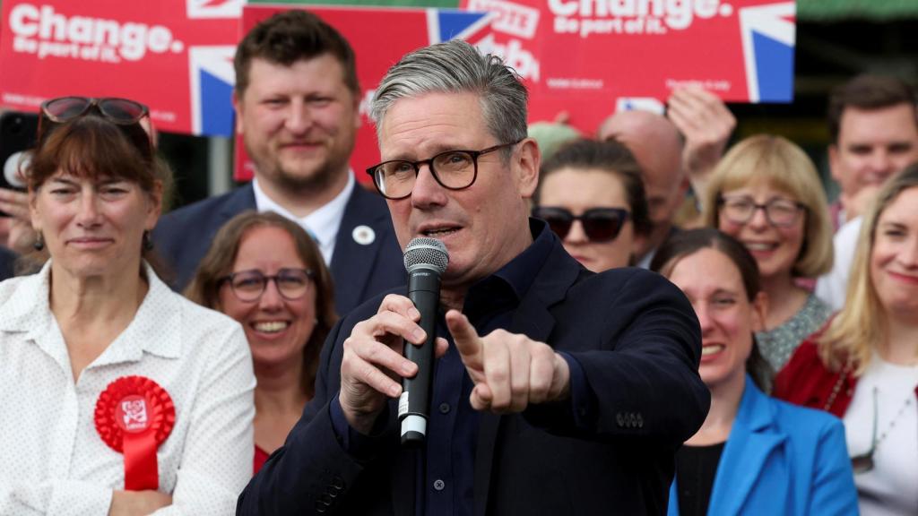 El líder del Partido Laborista, Keir Starmer, este lunes durante un acto de campaña en Hitchin.