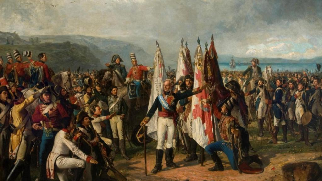 Ejército del marqués de La Romana jurando lealtad a la patria según el pincel de Manuel Castellano en 1870.