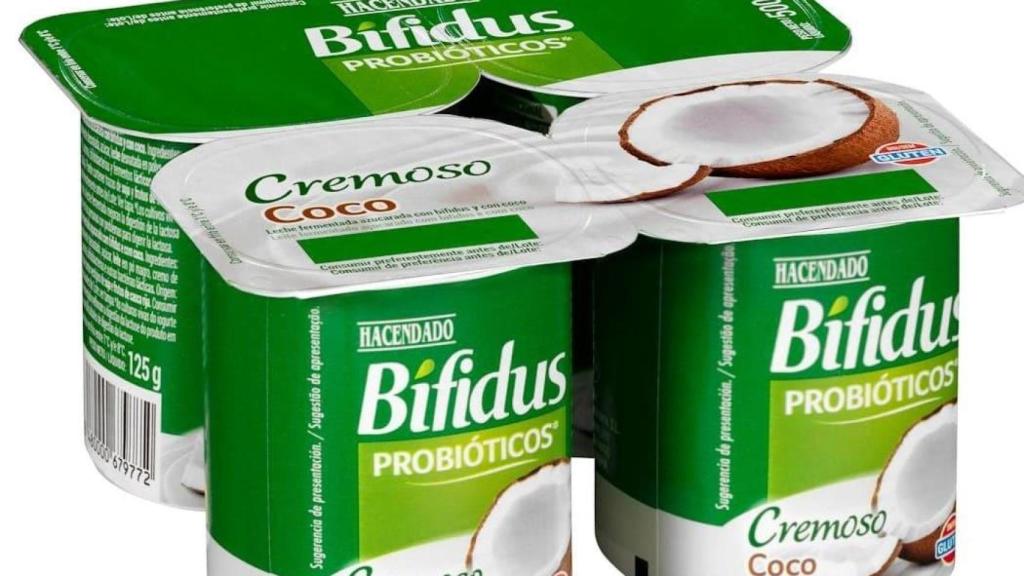 Yogur bífidus de Mercadona y probiótico de coco.