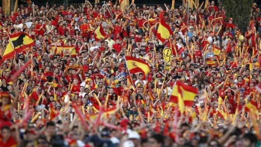 Celebración de los españoles en el Mundial de 2010.