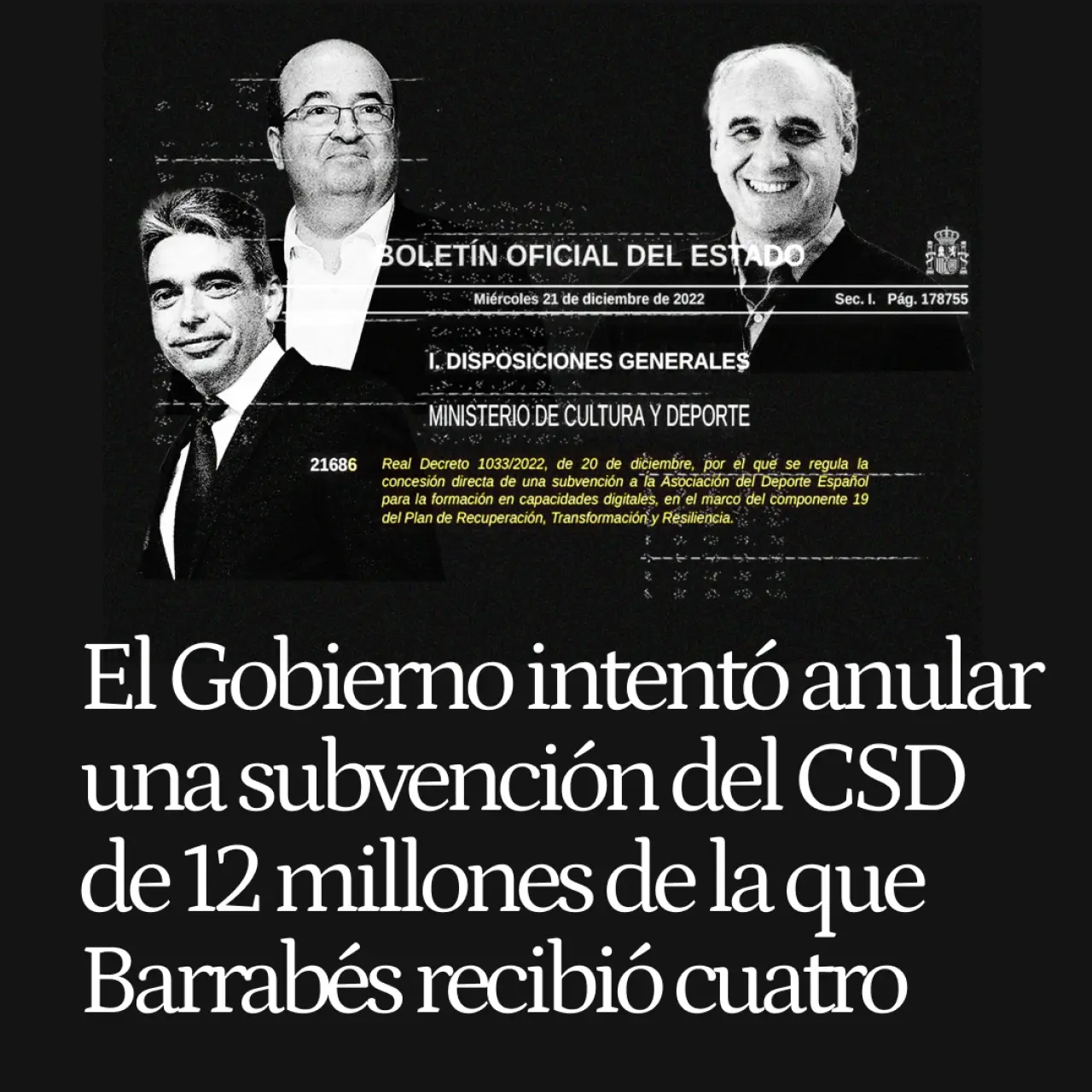 El Gobierno intentó anular una subvención del CSD de 12 millones de la que Barrabés recibió cuatro