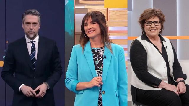 Carlos Franganillo, Mónica López y María Escario, en diferentes programas de RTVE.