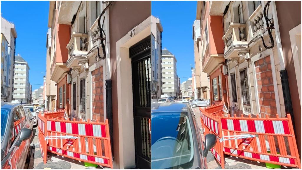 Precintan un edificio en la calle San Luis de A Coruña tras ceder el suelo del inmueble
