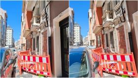 Precintan un edificio en la calle San Luis de A Coruña tras ceder el suelo del inmueble