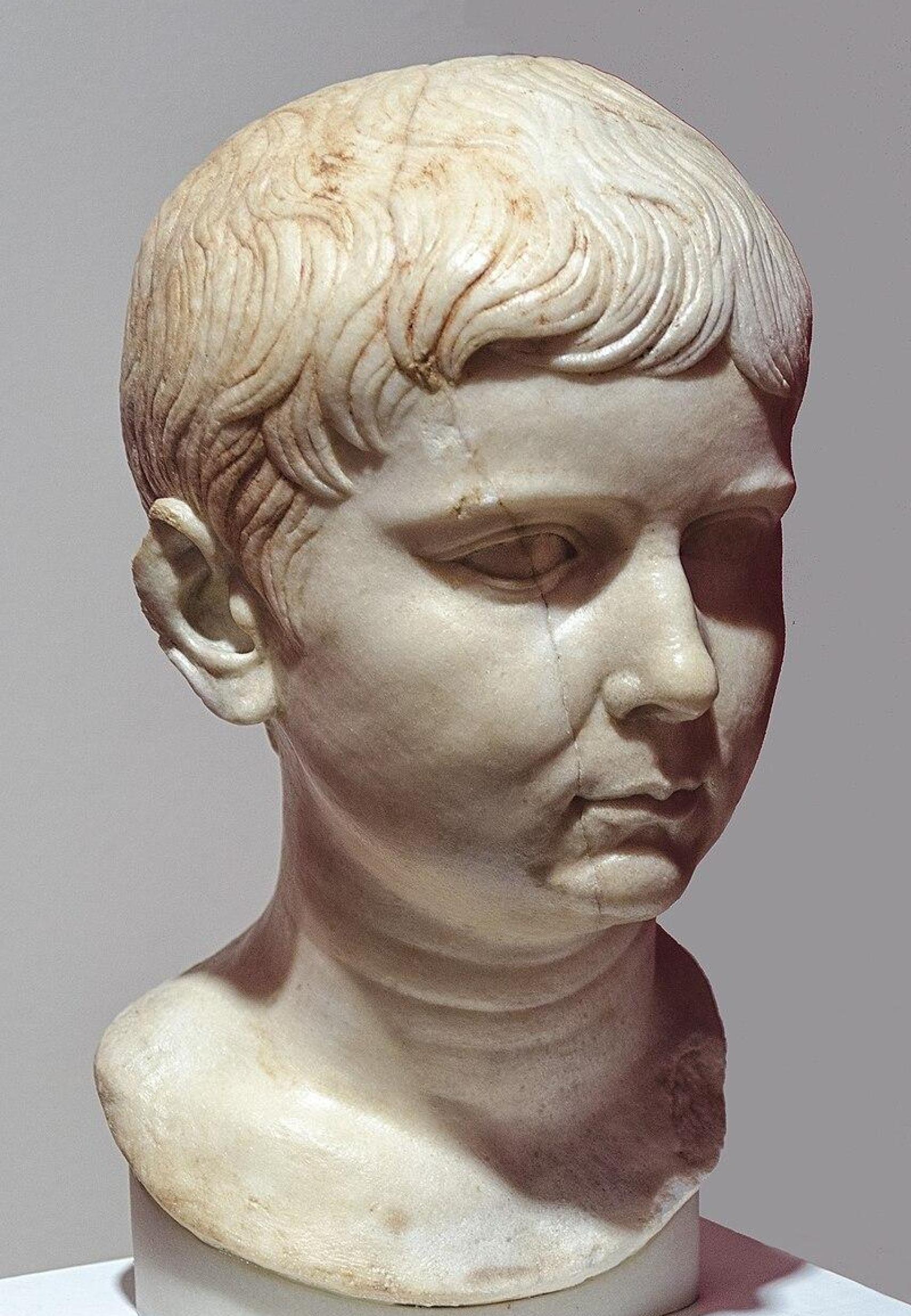 Busto de mármol de Lucio César, nieto de Augusto, encontrado en el foro.