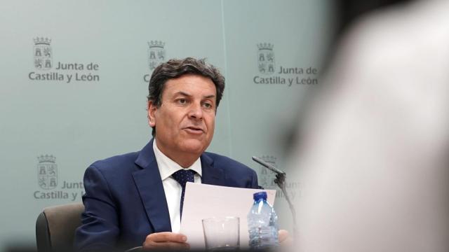 El portavoz de la Junta, Carlos Fernández Carriedo, durante la rueda de prensa posterior al Consejo de Gobierno de este jueves