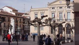 Visitantes en la Plaza Mayor de Palencia