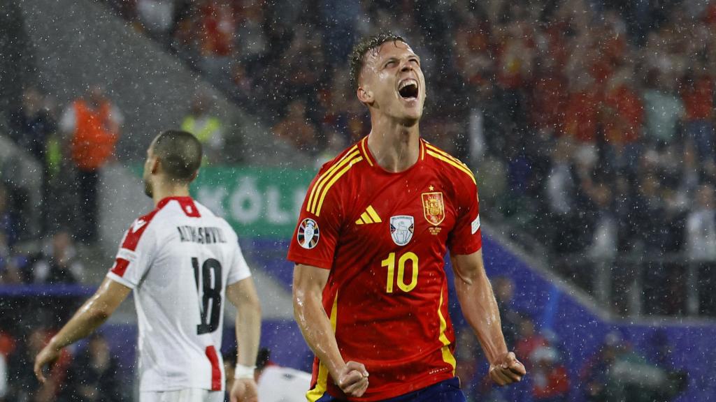 Dani Olmo celebra su gol ante Georgia en la Eurocopa